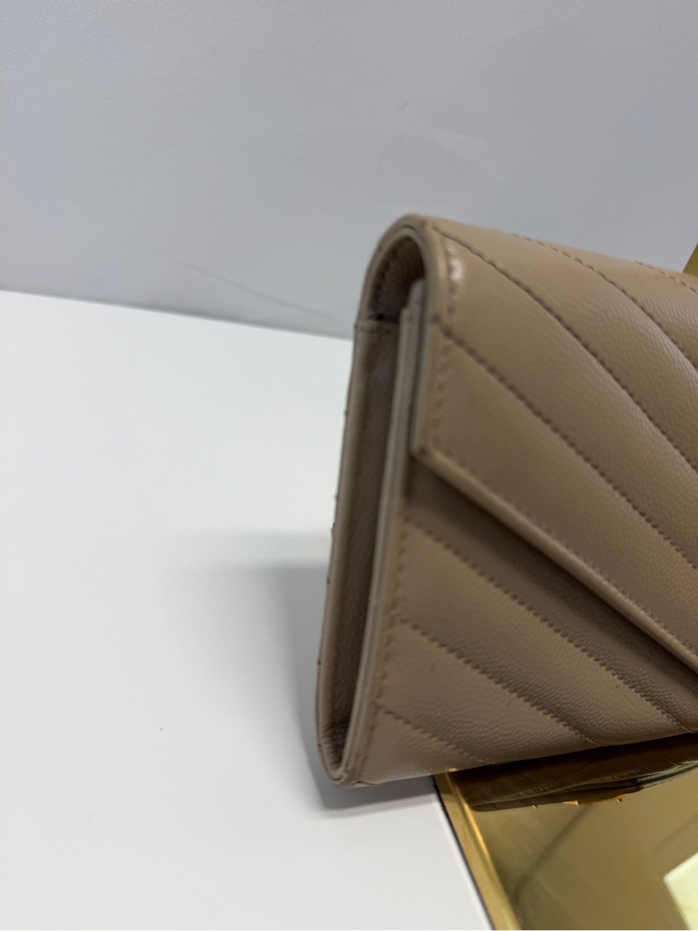 Yves Saint Laurent Taupe Quilted Leather Envelope Clutch - Picture 4 of 12